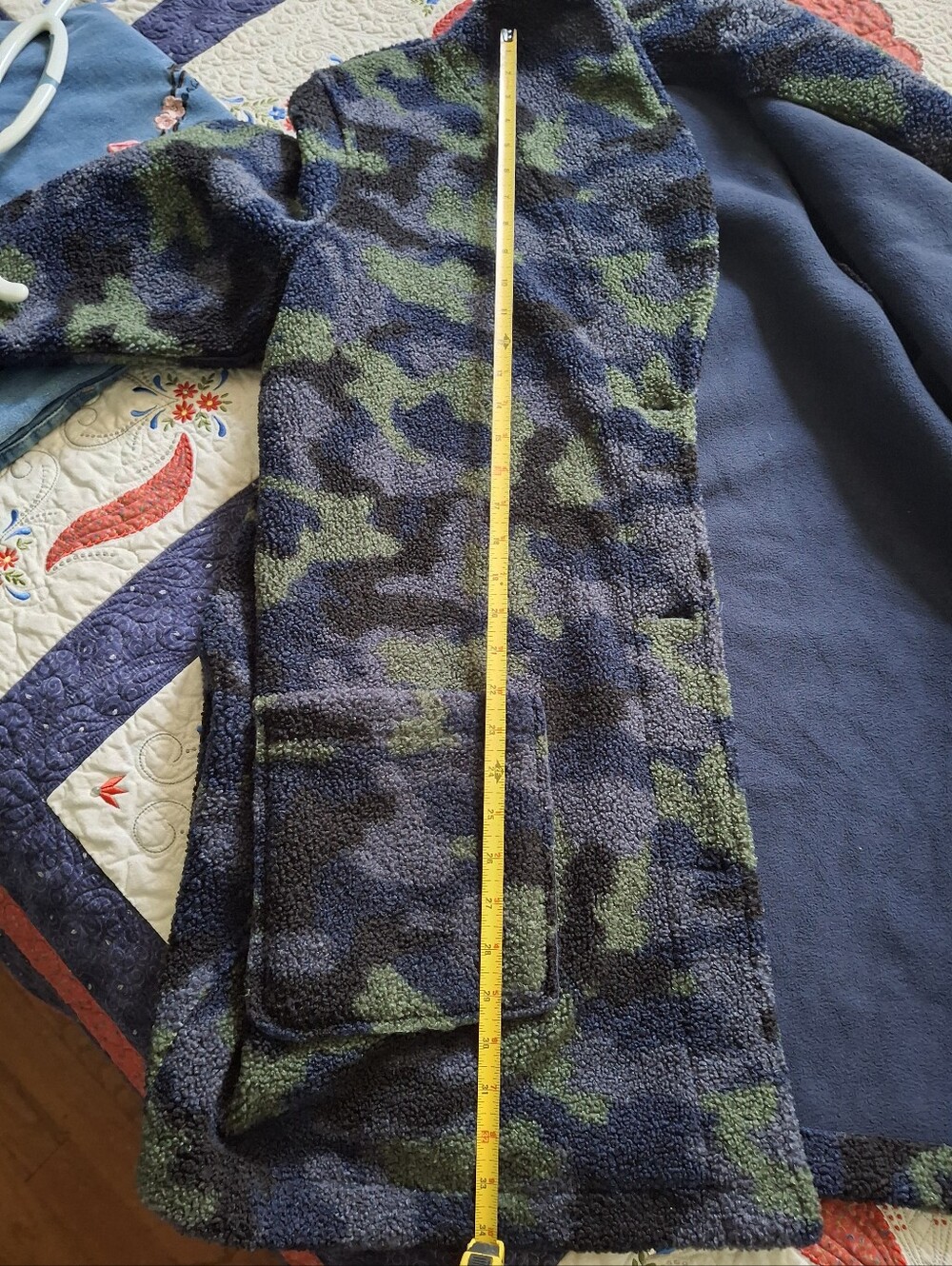 Susan Graver Plush Camo Green Blue Black Jacket Coat Women's 2XL 34in. - Picture 12 of 14